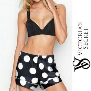 Victoria's Secret Black and White Polka Dot Satin Sleep Shorts